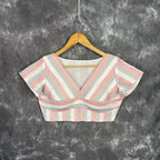 Funky Fusion Multis Strip Color Coloured Chanderi Cotton Ready to Wear Blouse - kapda Tailor | Grocsy