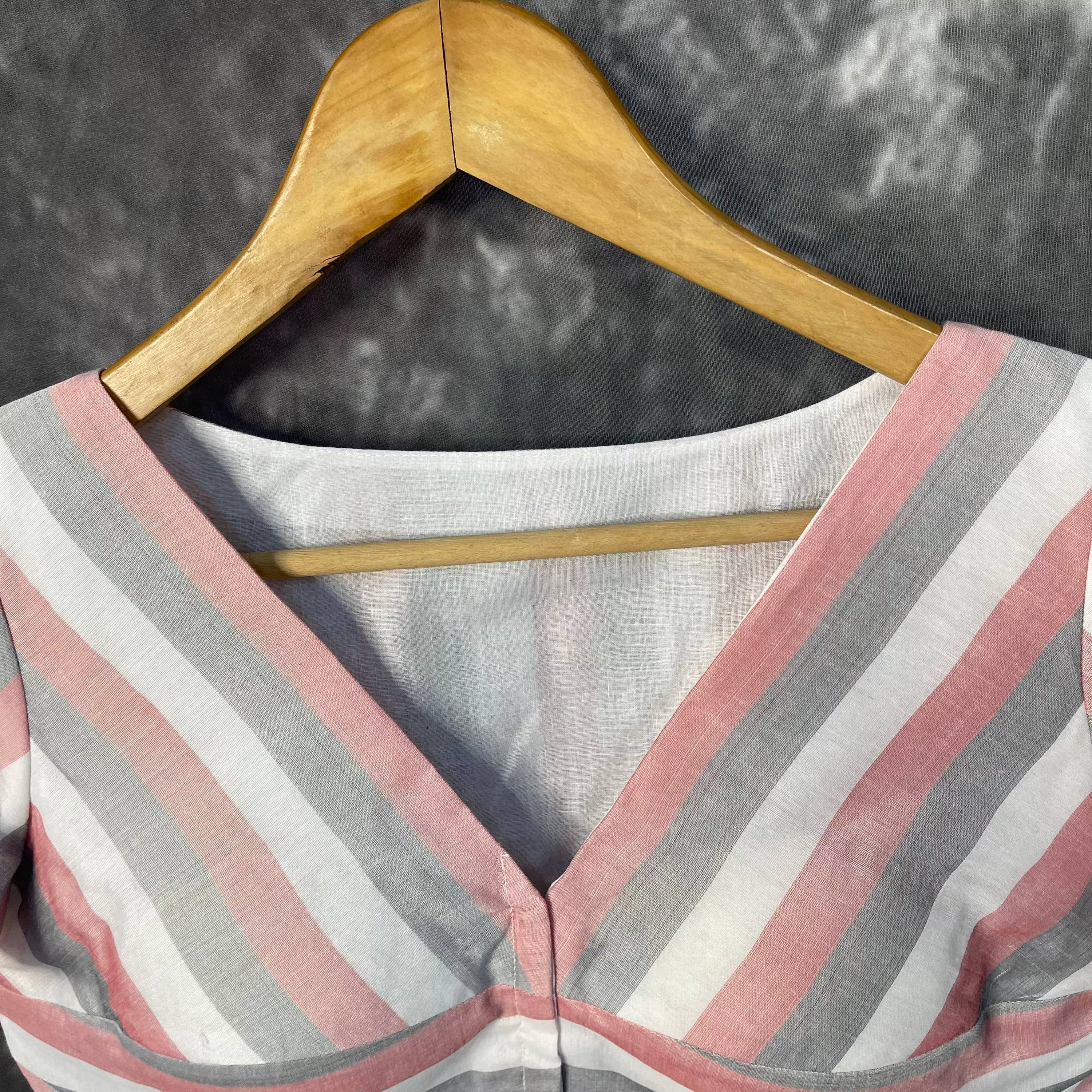 Funky Fusion Multis Strip Color Coloured Chanderi Cotton Ready to Wear Blouse - kapda Tailor | Grocsy