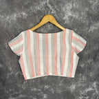 Funky Fusion Multis Strip Color Coloured Chanderi Cotton Ready to Wear Blouse - kapda Tailor | Grocsy