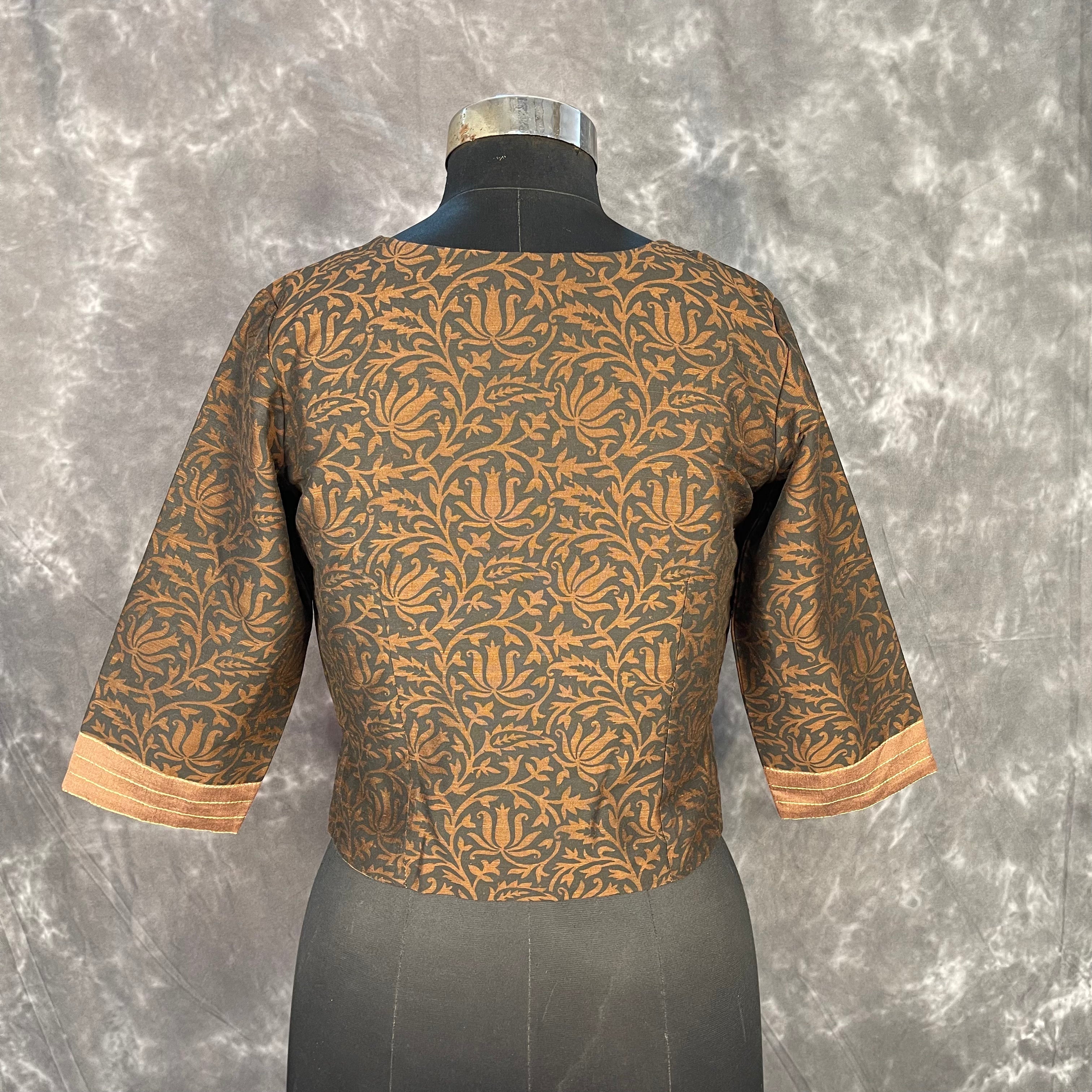 Wood Wish Brown Coloured Cotton Silk Ready to Wear Blouse - kapda Tailor | Grocsy