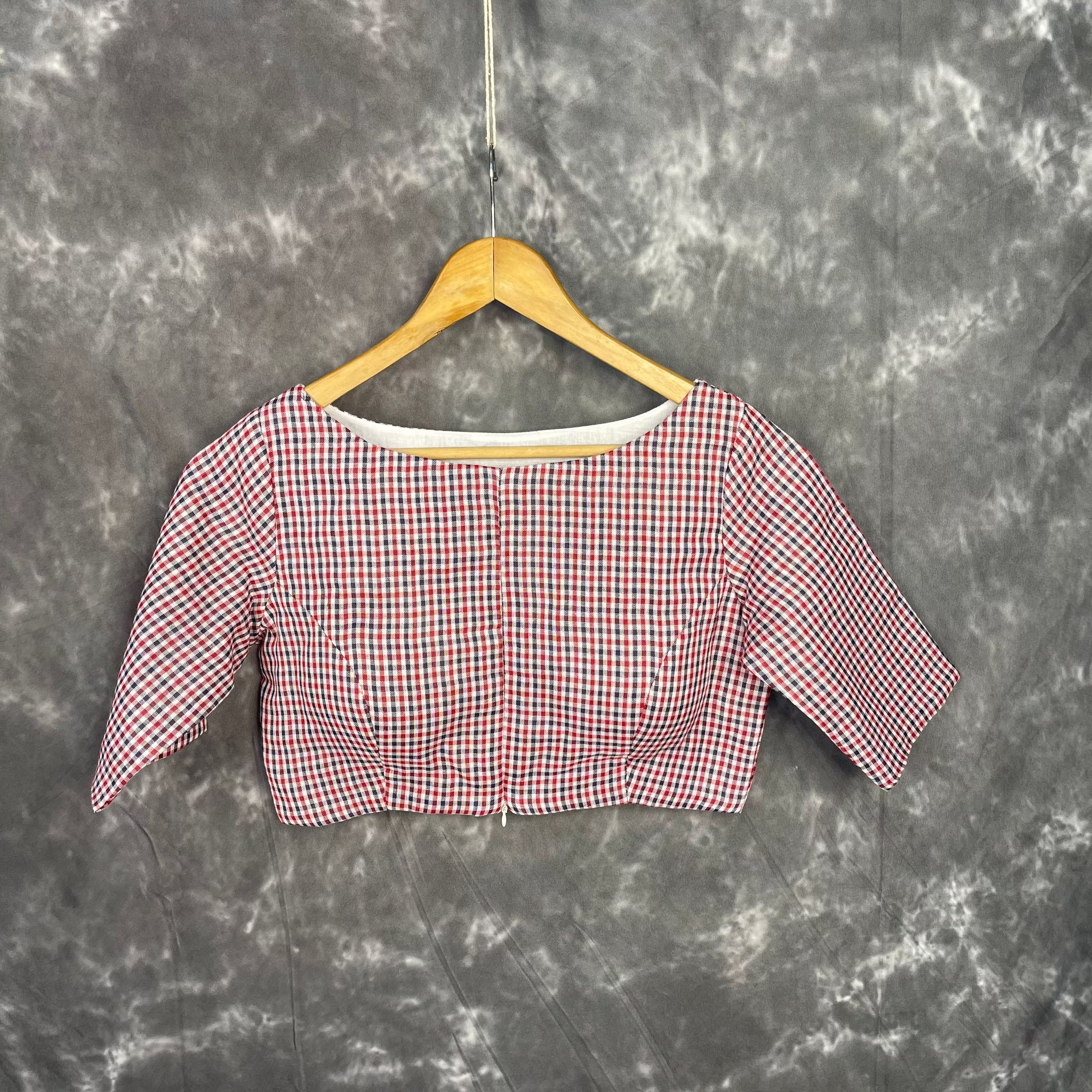 Asymmetric Symmetry Multi Color Coloured Cotton Ready to Wear Blouse - kapda Tailor | Grocsy