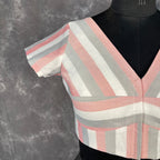 Funky Fusion Multis Strip Color Coloured Chanderi Cotton Ready to Wear Blouse - kapda Tailor | Grocsy