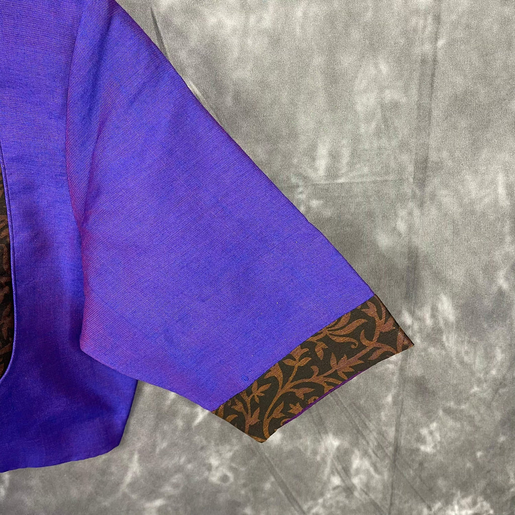 Greeky Blush Purple / Brown Coloured Cotto Silk/Cotton Silk Printed Ready to Wear Blouse - kapda Tailor | Grocsy
