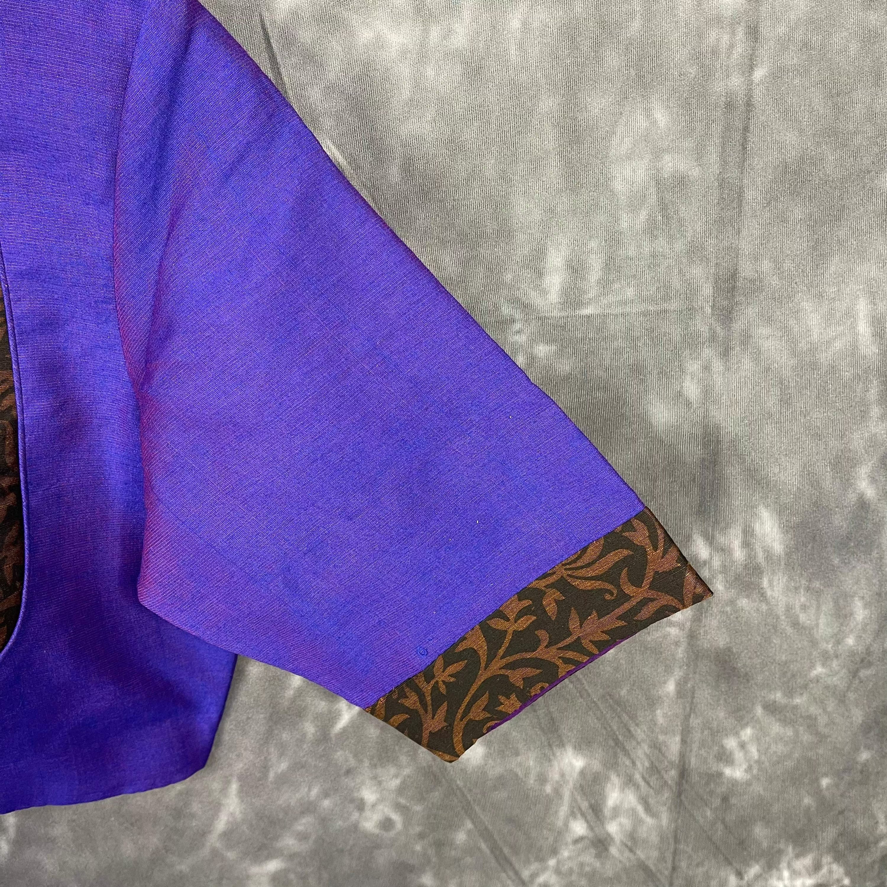 Greeky Blush Purple / Brown Coloured Cotto Silk/Cotton Silk Printed Ready to Wear Blouse - kapda Tailor | Grocsy