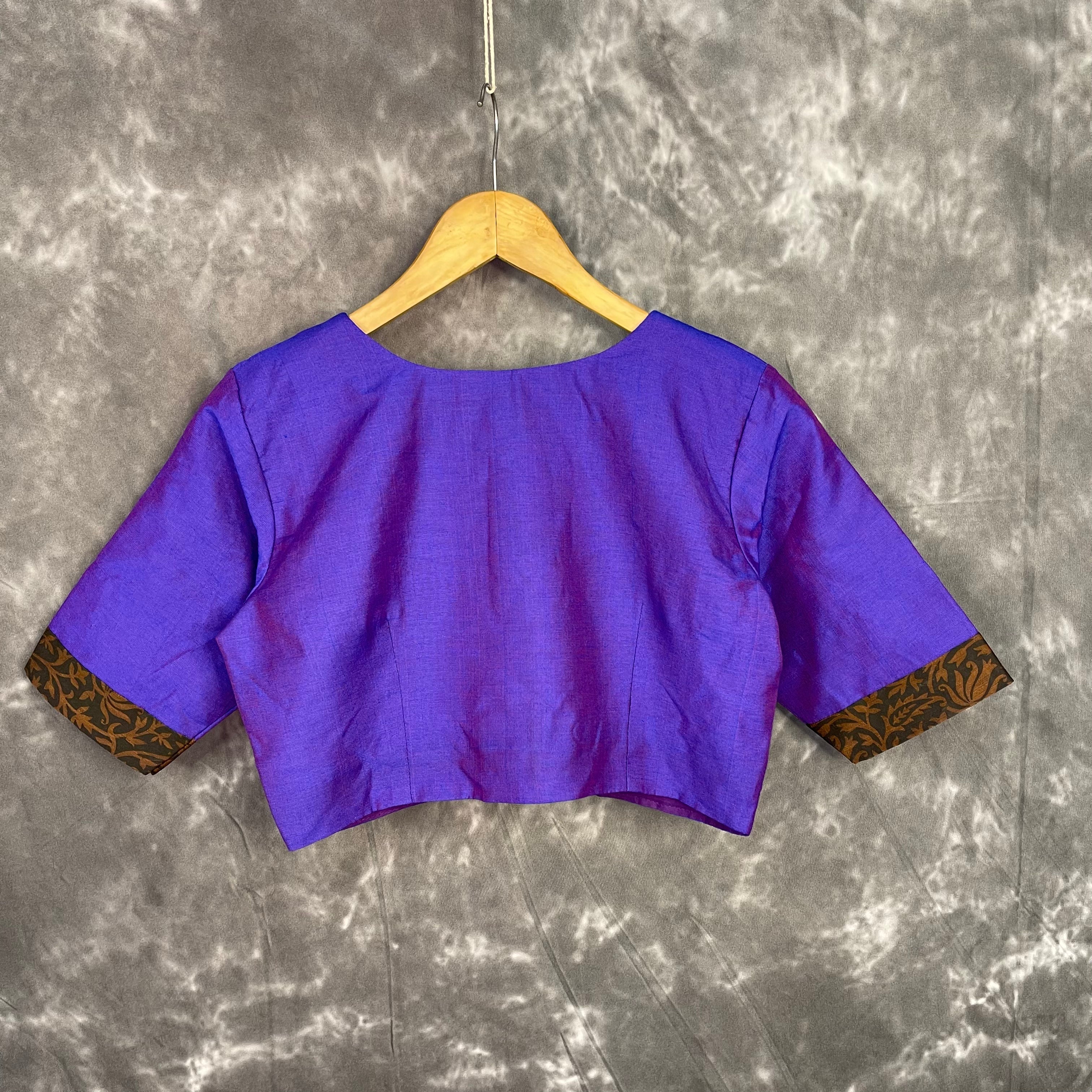 Greeky Blush Purple / Brown Coloured Cotto Silk/Cotton Silk Printed Ready to Wear Blouse - kapda Tailor | Grocsy