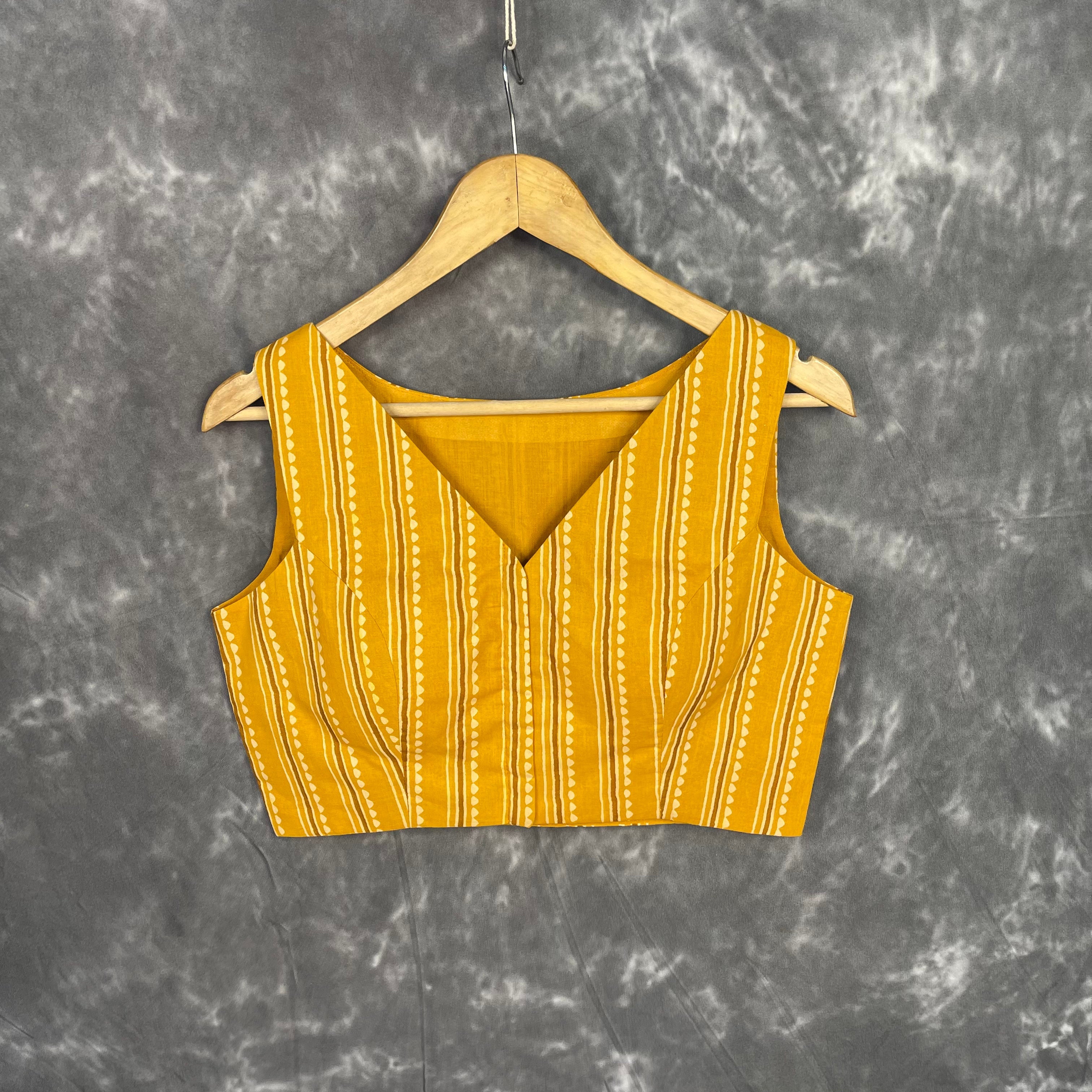 Ujla Savera Orange Coloured Cotton Printed Ready to Wear Blouse - kapda Tailor | Grocsy