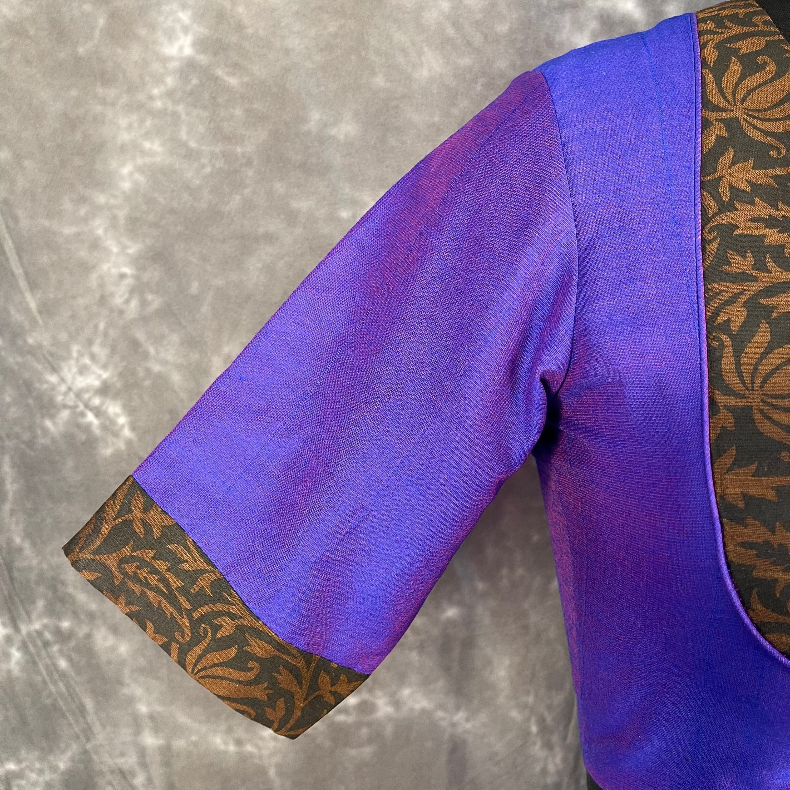 Greeky Blush Purple / Brown Coloured Cotto Silk/Cotton Silk Printed Ready to Wear Blouse - kapda Tailor | Grocsy