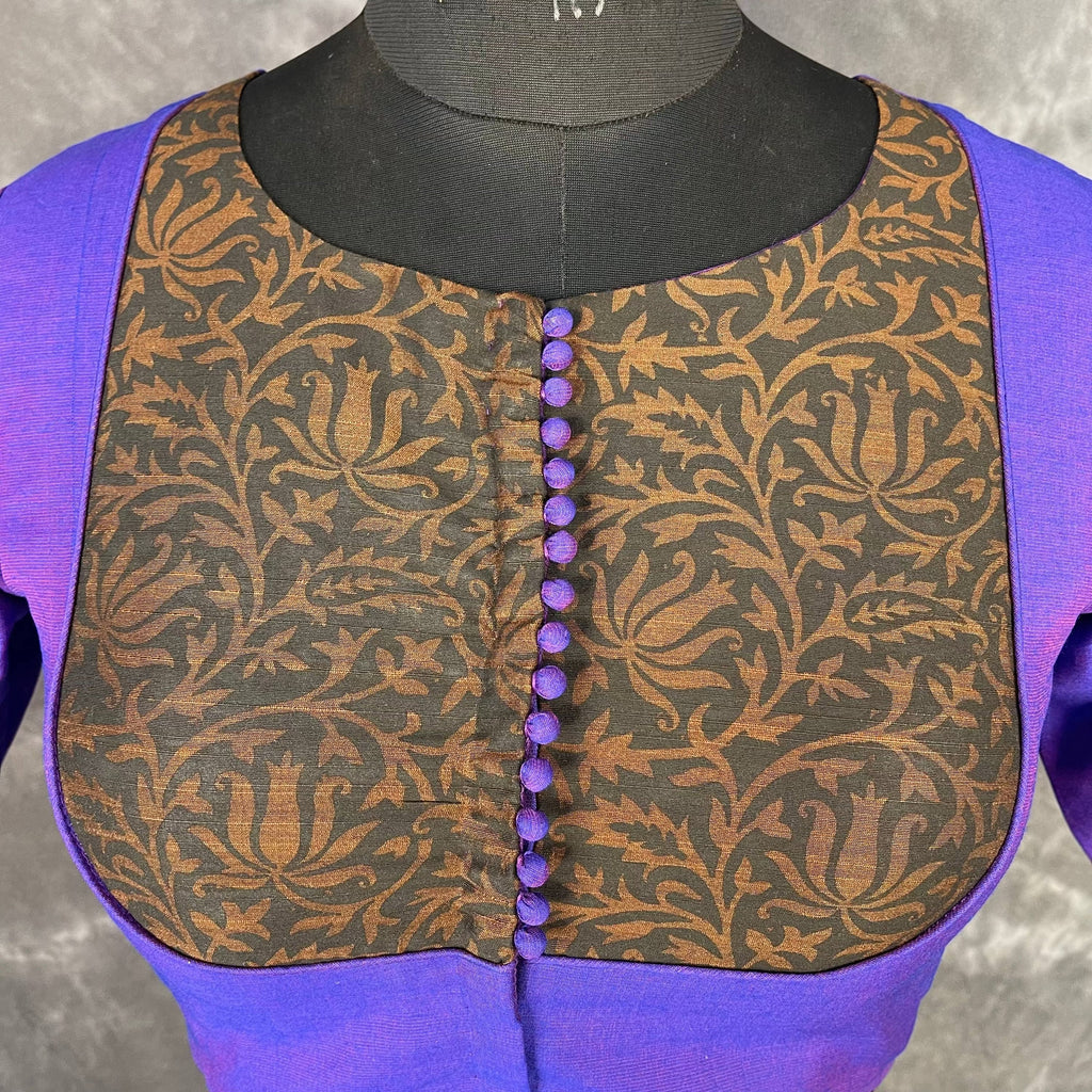 Greeky Blush Purple / Brown Coloured Cotto Silk/Cotton Silk Printed Ready to Wear Blouse - kapda Tailor | Grocsy