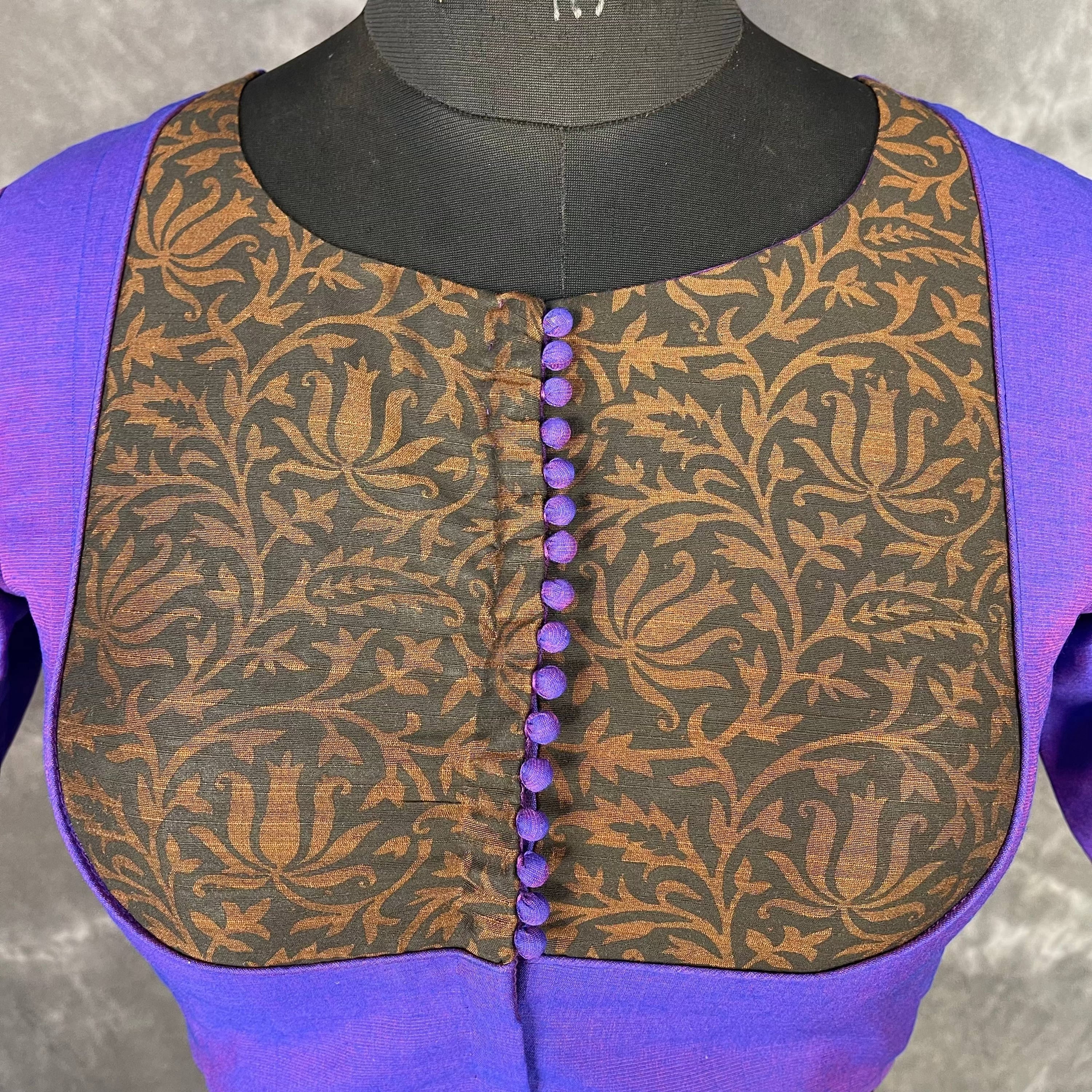 Greeky Blush Purple / Brown Coloured Cotto Silk/Cotton Silk Printed Ready to Wear Blouse - kapda Tailor | Grocsy