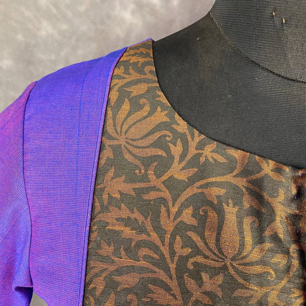 Greeky Blush Purple / Brown Coloured Cotto Silk/Cotton Silk Printed Ready to Wear Blouse - kapda Tailor | Grocsy