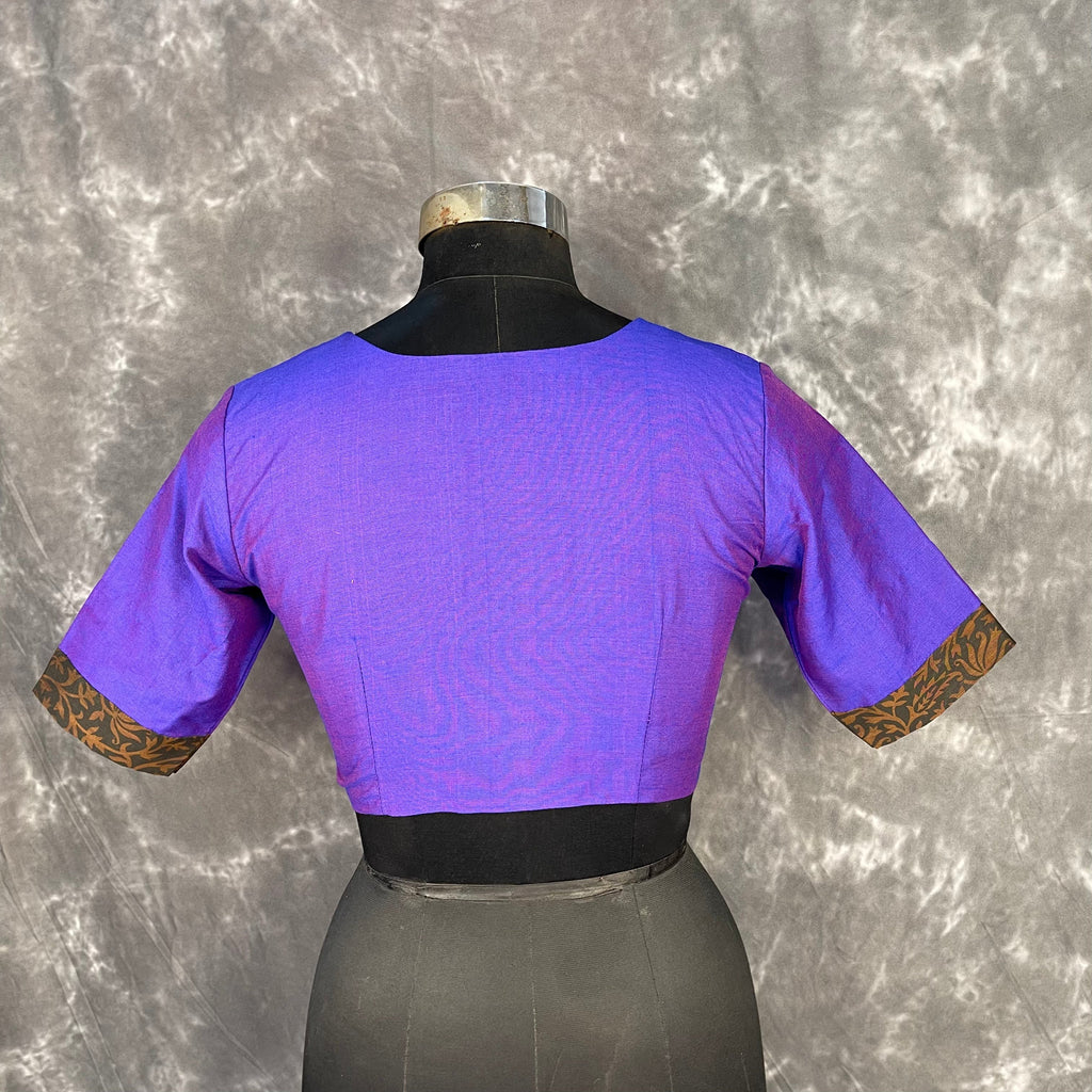 Greeky Blush Purple / Brown Coloured Cotto Silk/Cotton Silk Printed Ready to Wear Blouse - kapda Tailor | Grocsy