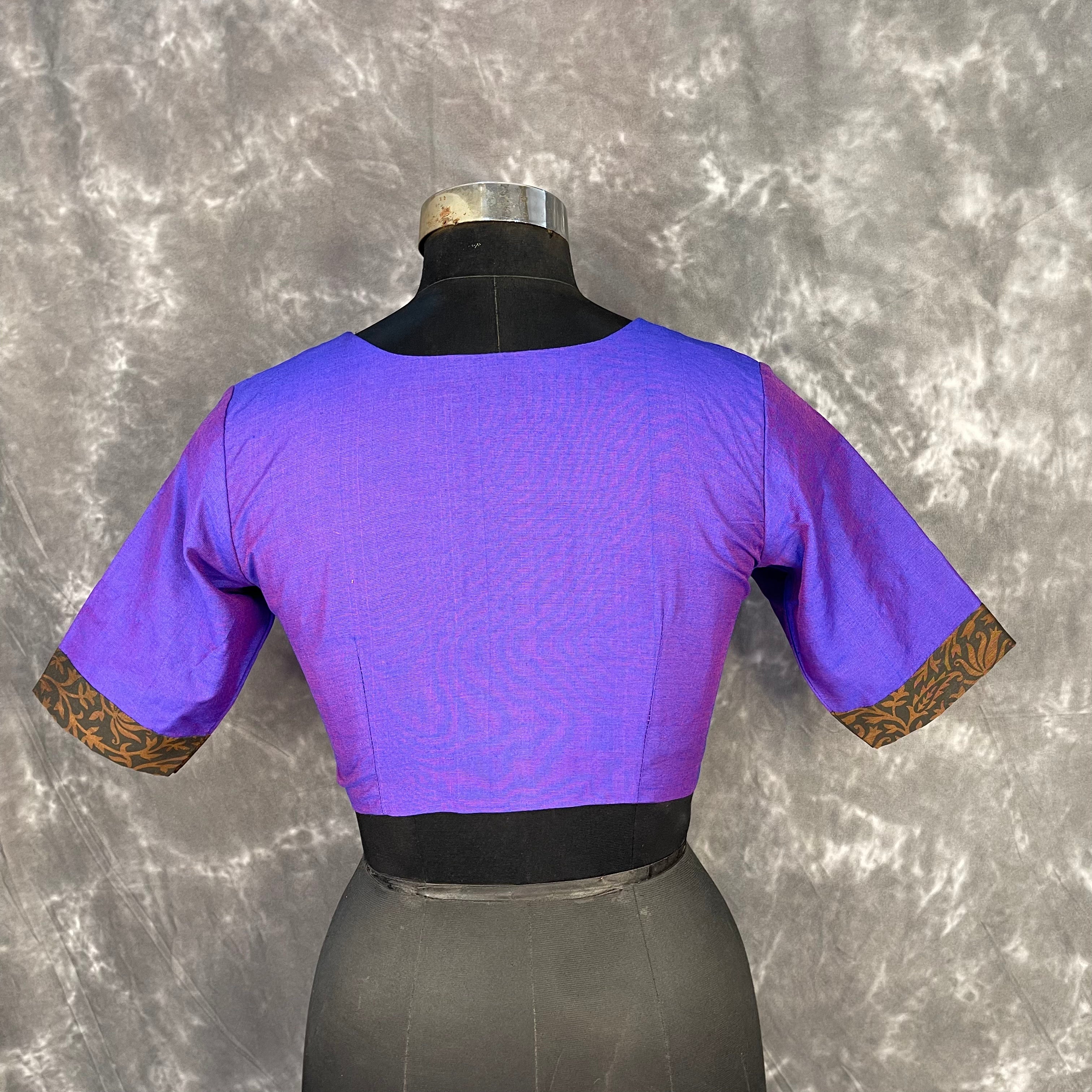 Greeky Blush Purple / Brown Coloured Cotto Silk/Cotton Silk Printed Ready to Wear Blouse - kapda Tailor | Grocsy