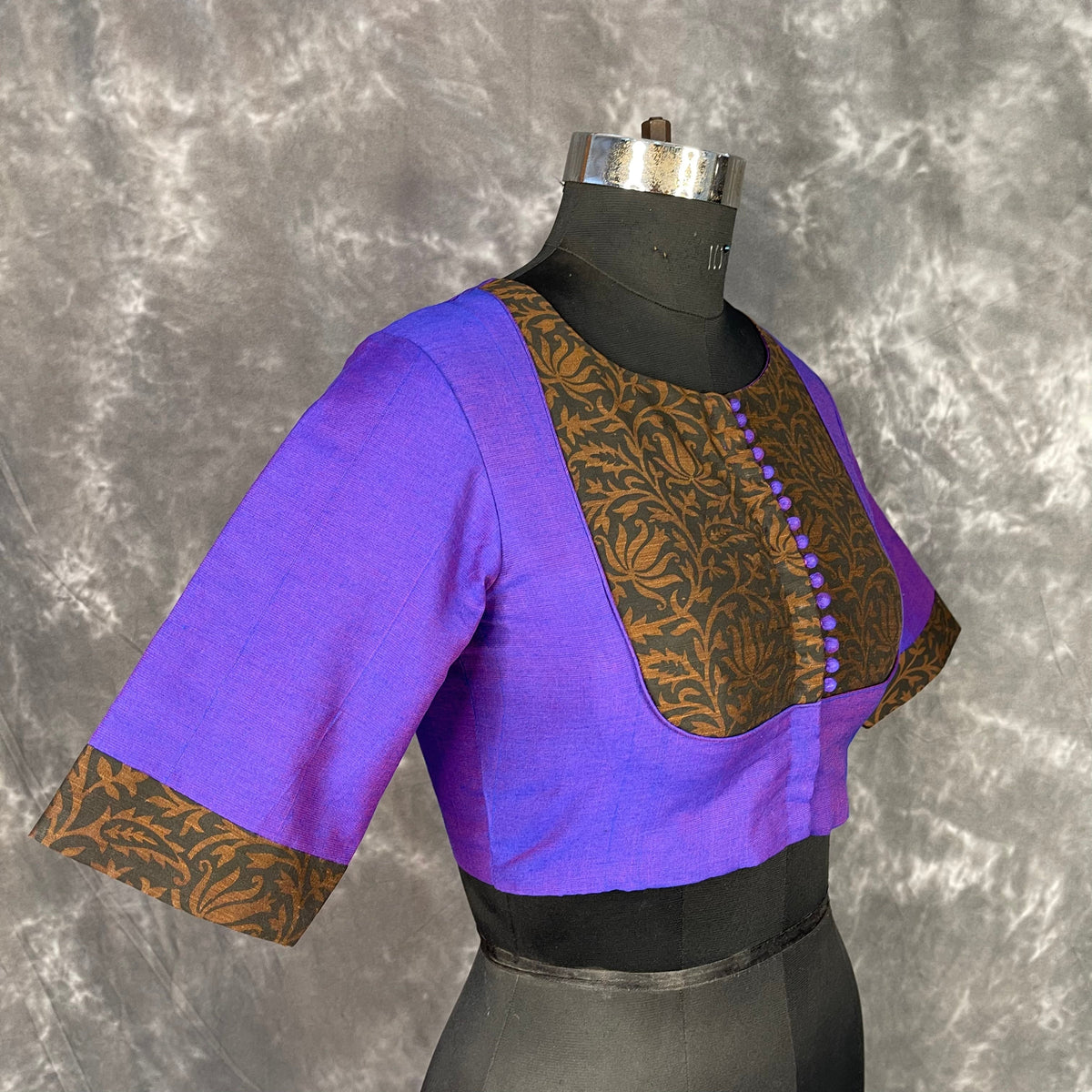 Greeky Blush Purple / Brown Coloured Cotto Silk/Cotton Silk Printed Ready to Wear Blouse - kapda Tailor | Grocsy