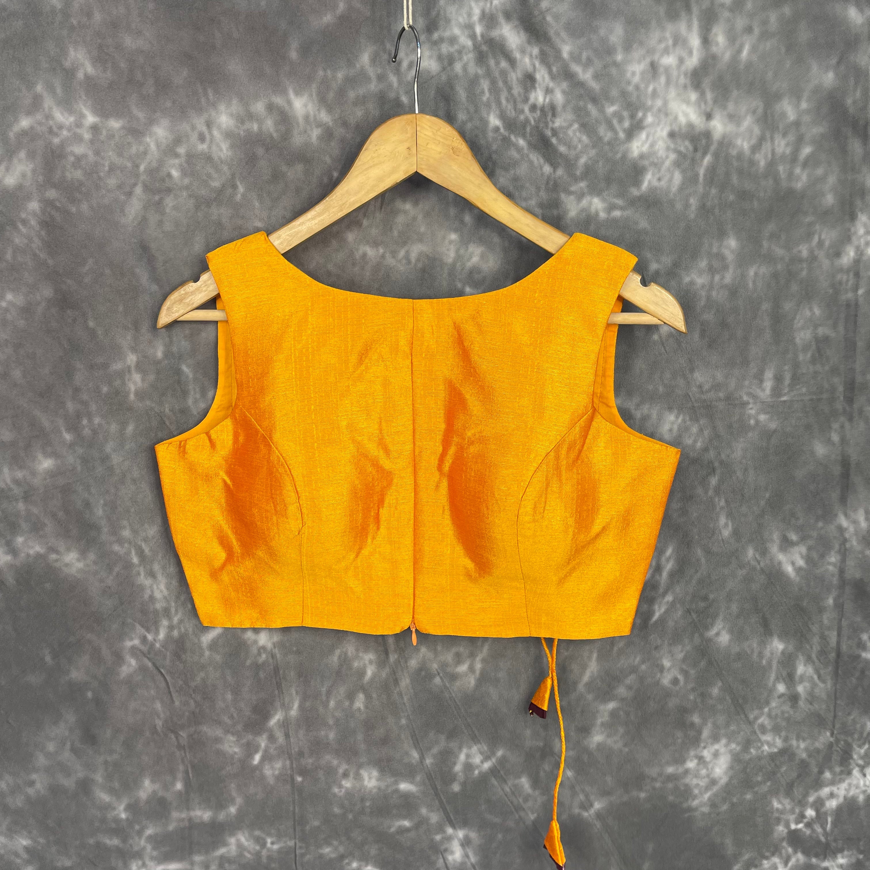 Mangalore Madness Orange Coloured Mangalore Isik/Khan Border Ready to Wear Blouse - kapda Tailor | Grocsy