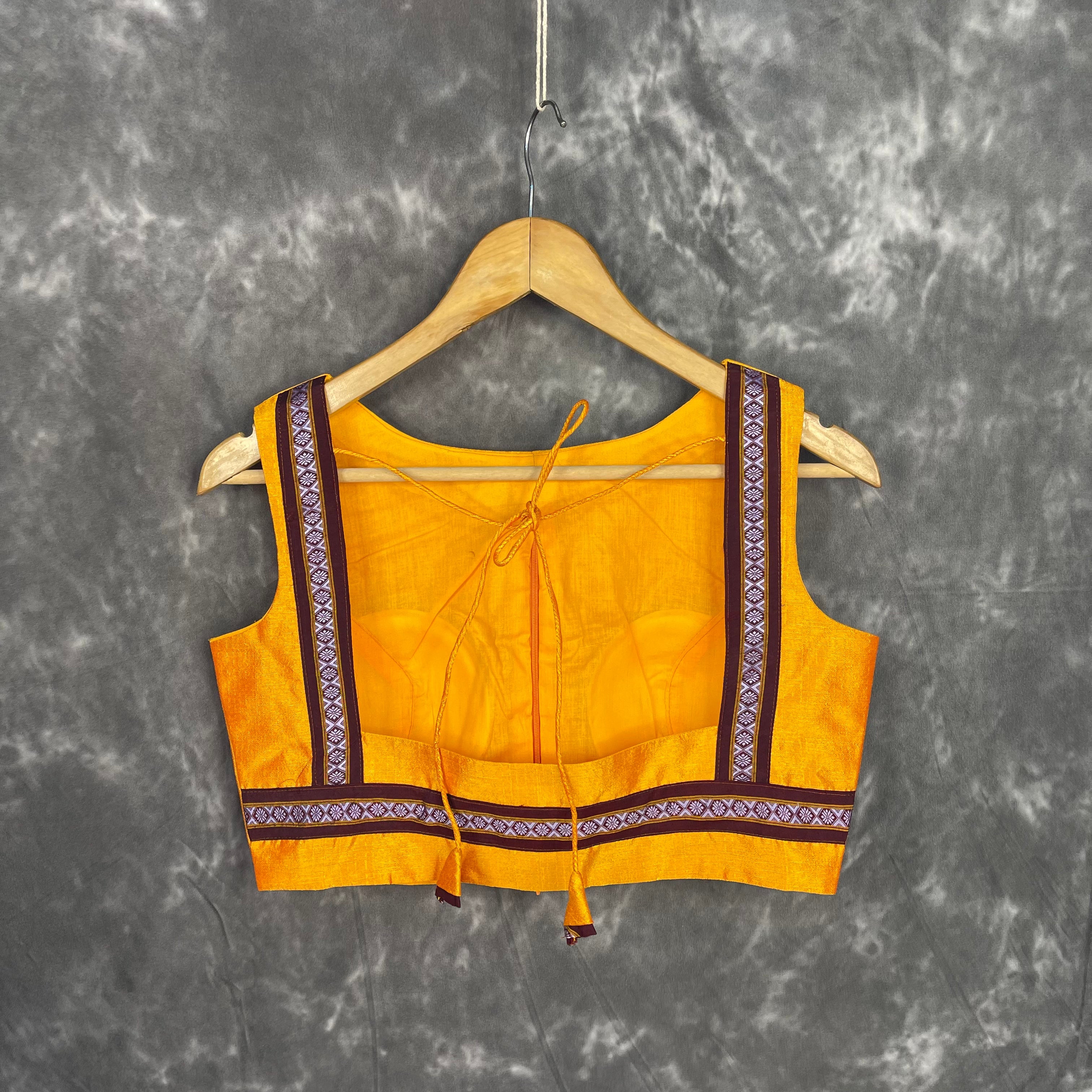 Mangalore Madness Orange Coloured Mangalore Isik/Khan Border Ready to Wear Blouse - kapda Tailor | Grocsy