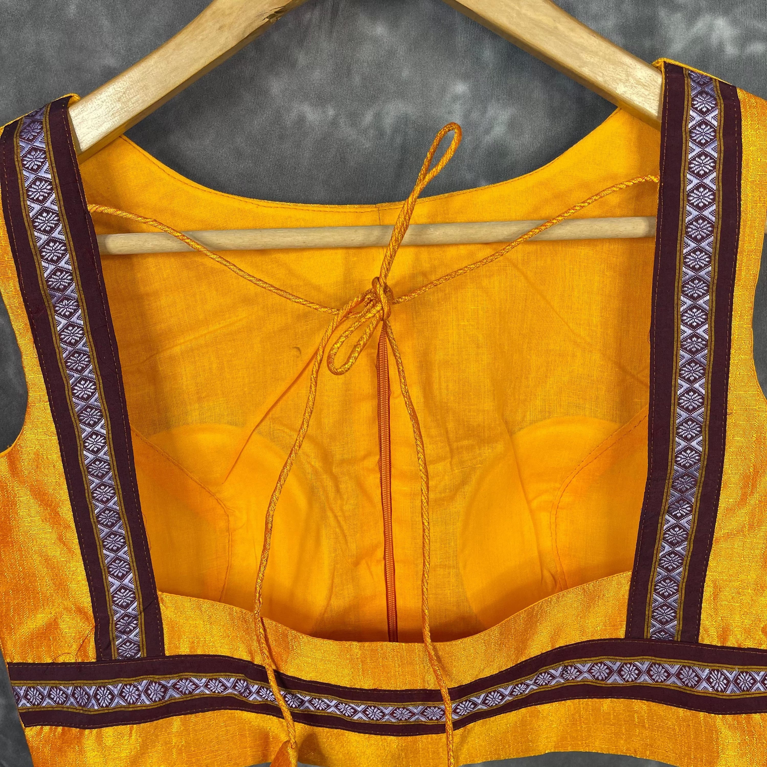 Mangalore Madness Orange Coloured Mangalore Isik/Khan Border Ready to Wear Blouse - kapda Tailor | Grocsy