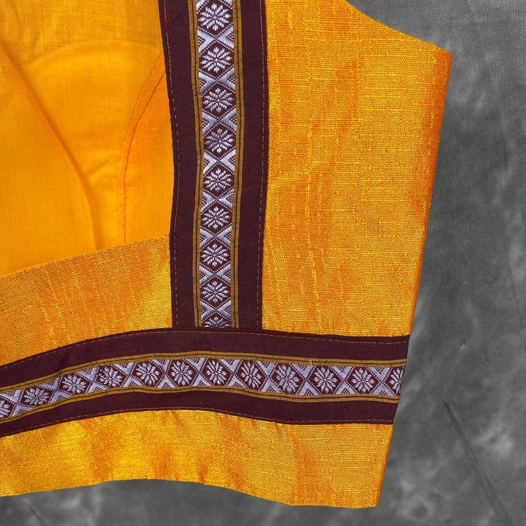 Mangalore Madness Orange Coloured Mangalore Isik/Khan Border Ready to Wear Blouse - kapda Tailor | Grocsy