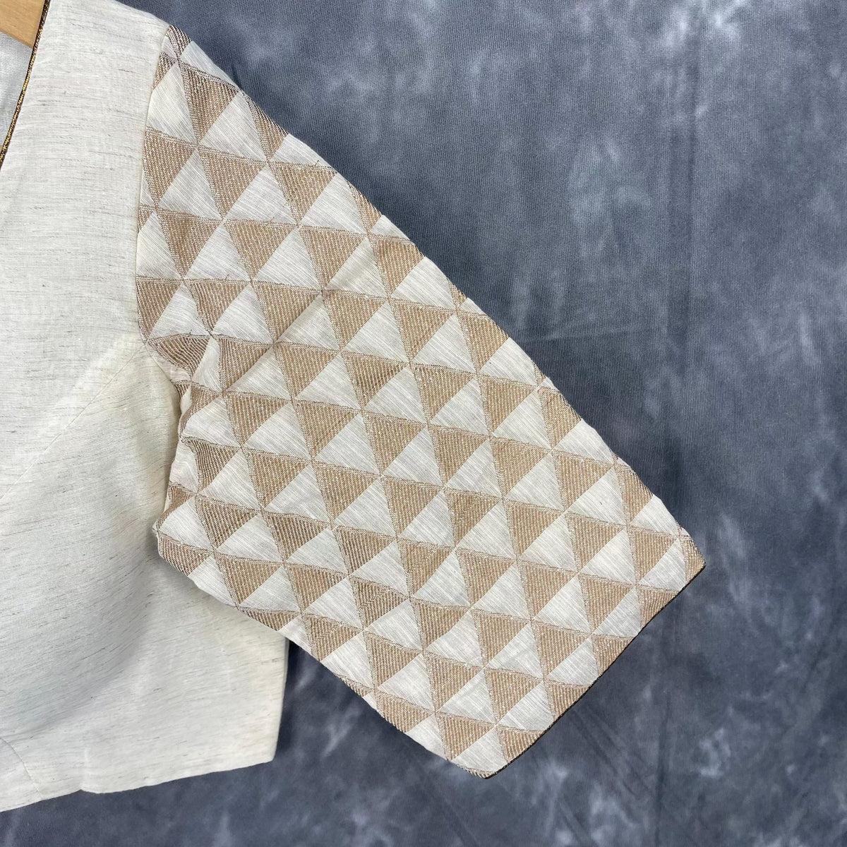Barf Ki Saugat Cream Coloured Chanderi Cotton & Chanderi Broket Ready to Wear Blouse - kapda Tailor | Grocsy