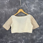 Barf Ki Saugat Cream Coloured Chanderi Cotton & Chanderi Broket Ready to Wear Blouse - kapda Tailor | Grocsy