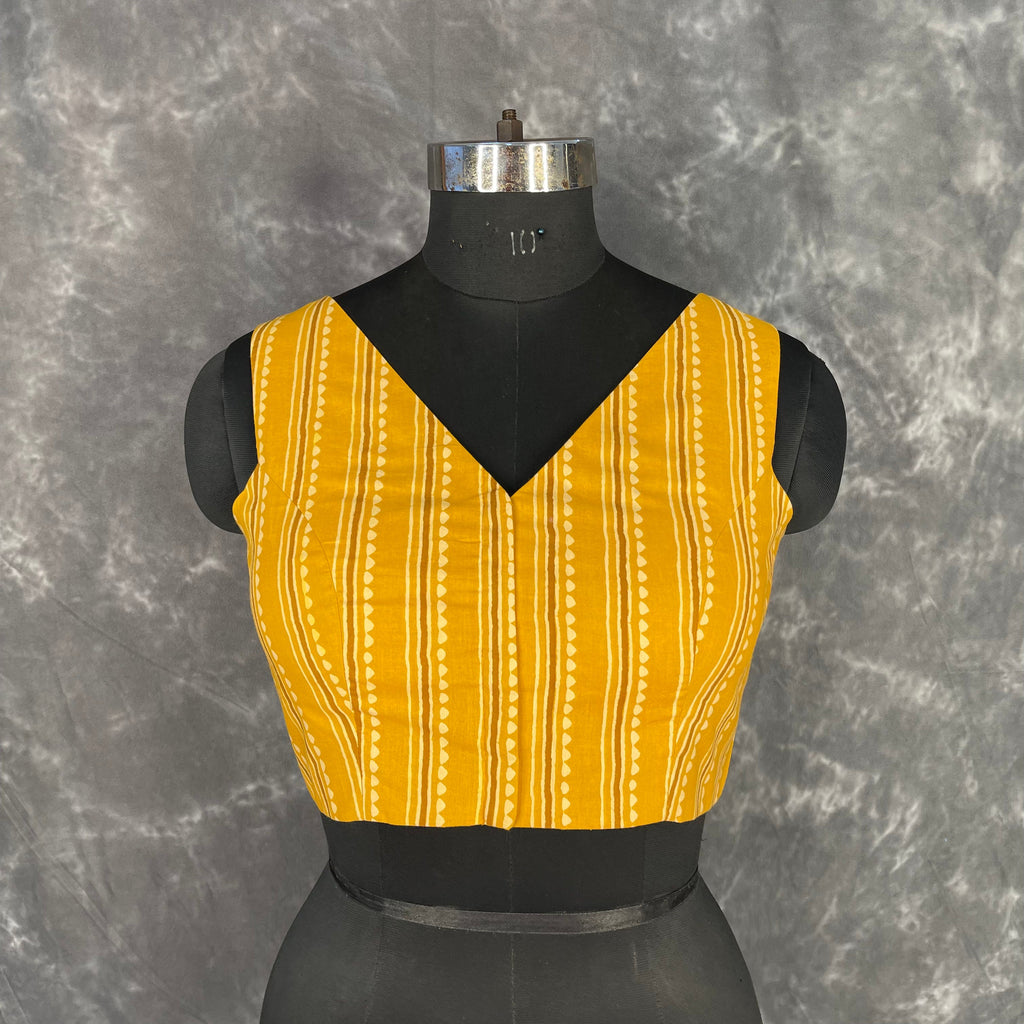 Ujla Savera Orange Coloured Cotton Printed Ready to Wear Blouse - kapda Tailor | Grocsy