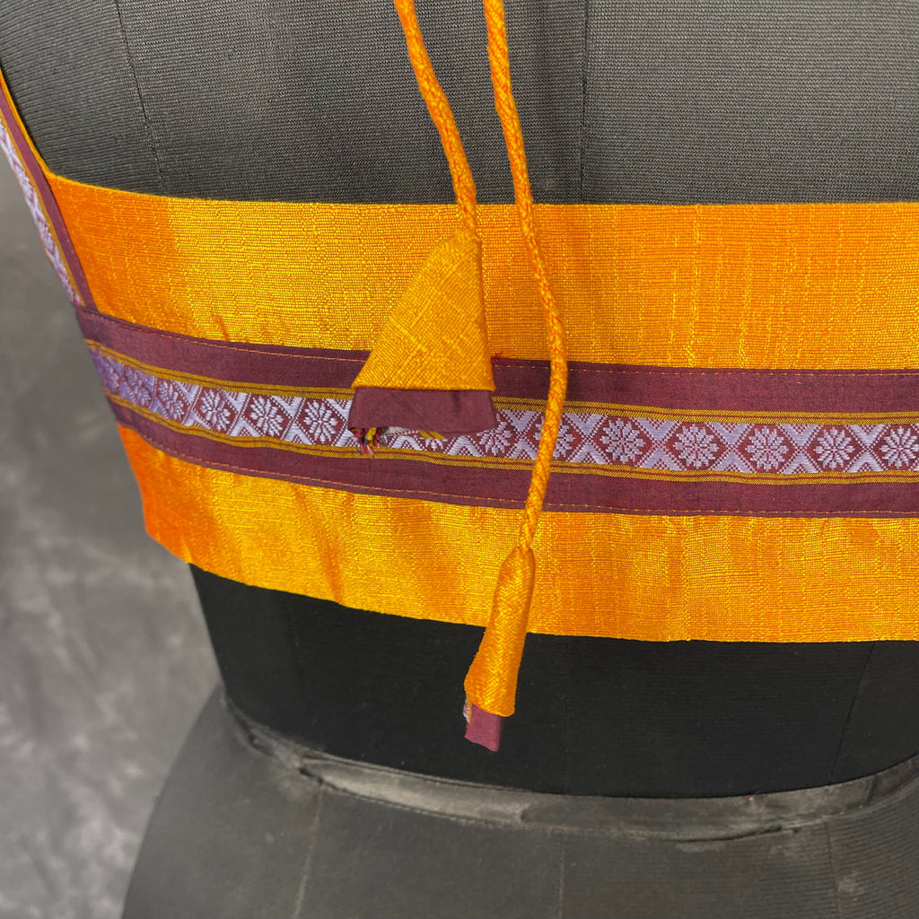 Mangalore Madness Orange Coloured Mangalore Isik/Khan Border Ready to Wear Blouse - kapda Tailor | Grocsy