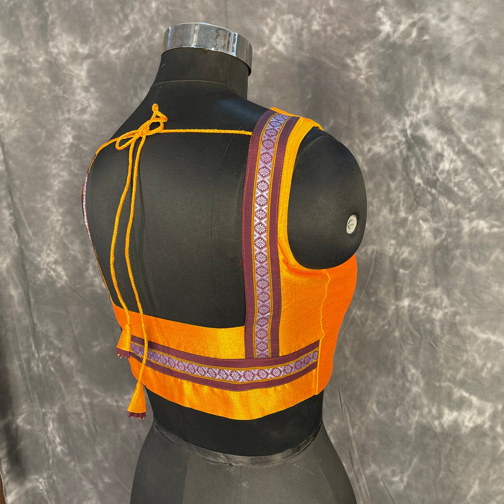 Mangalore Madness Orange Coloured Mangalore Isik/Khan Border Ready to Wear Blouse - kapda Tailor | Grocsy