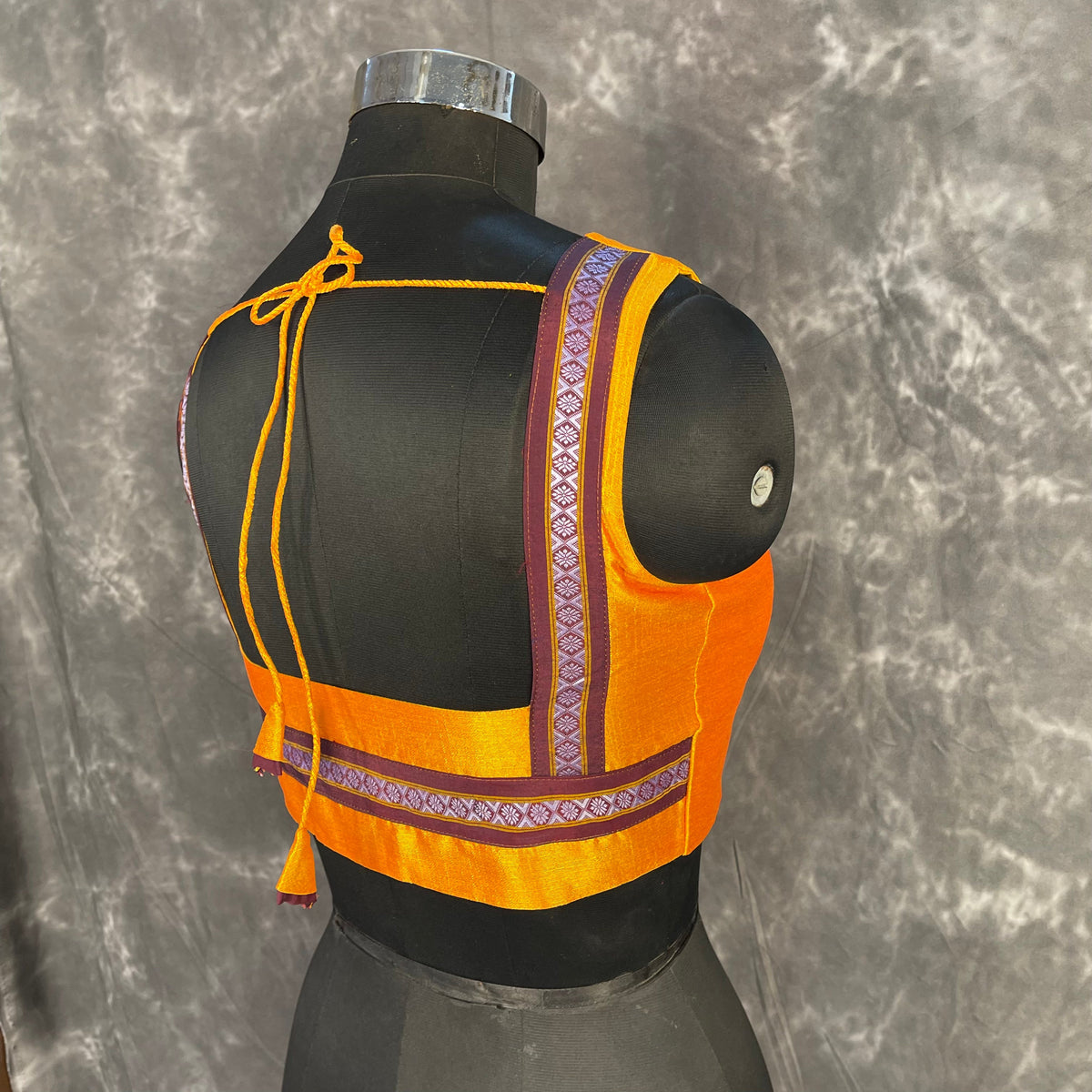Mangalore Madness Orange Coloured Mangalore Isik/Khan Border Ready to Wear Blouse - kapda Tailor | Grocsy