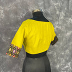 Kachha Nimboo Lemon Yellow Coloured Cotton /Jackard Ready to Wear Blouse - kapda Tailor | Grocsy