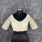 Barf Ki Saugat Cream Coloured Chanderi Cotton & Chanderi Broket Ready to Wear Blouse - kapda Tailor | Grocsy