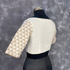 Barf Ki Saugat Cream Coloured Chanderi Cotton & Chanderi Broket Ready to Wear Blouse - kapda Tailor | Grocsy