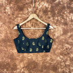 Raven Black Forest Coloured Broket Cotton Ready to Wear Blouse - kapda Tailor | Grocsy