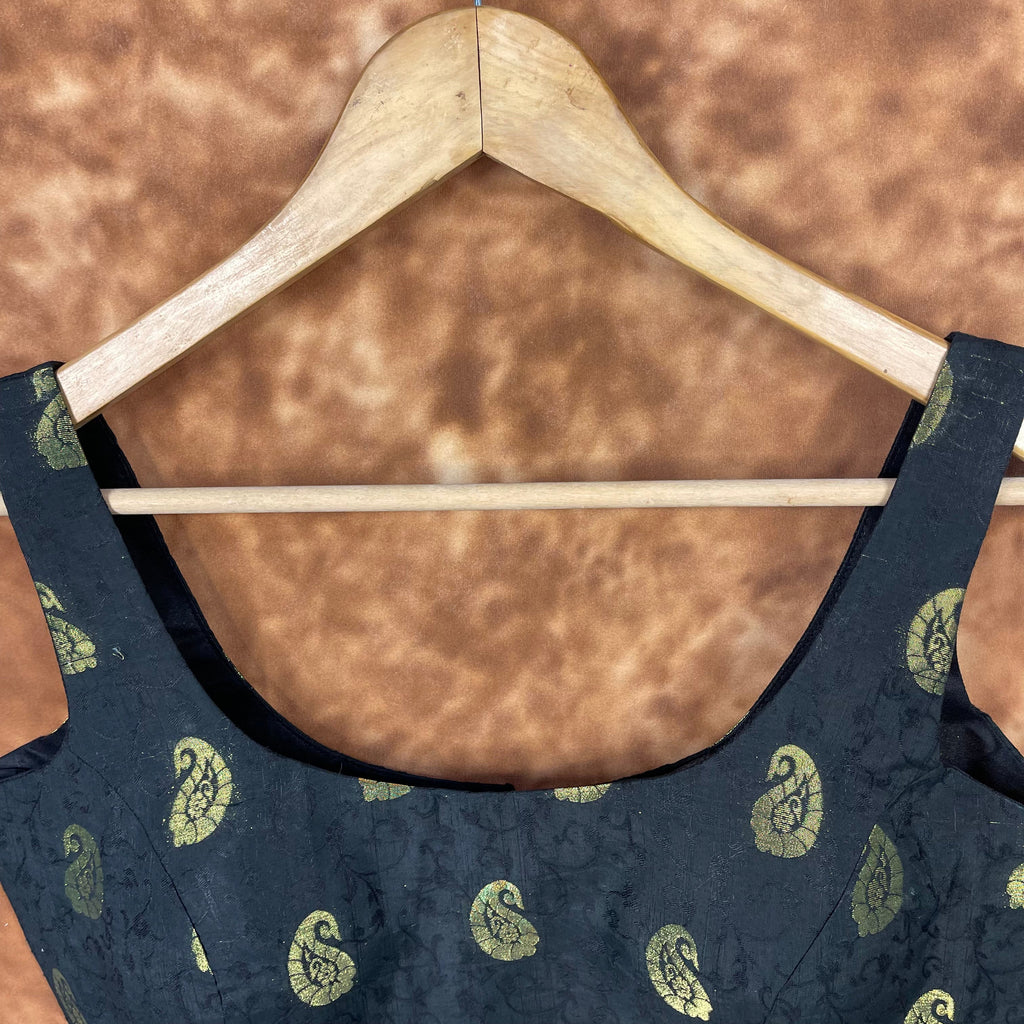 Raven Black Forest Coloured Broket Cotton Ready to Wear Blouse - kapda Tailor | Grocsy