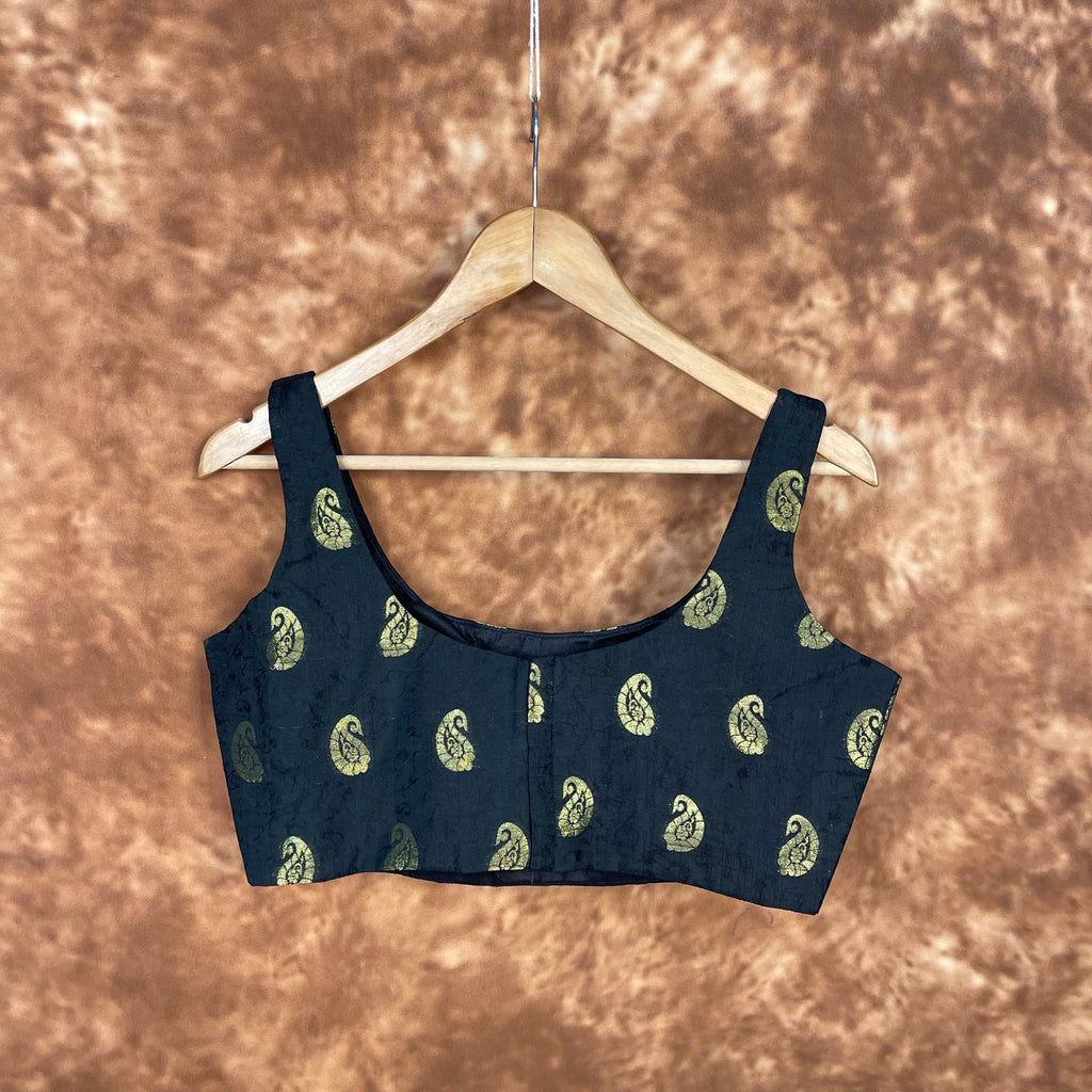 Raven Black Forest Coloured Broket Cotton Ready to Wear Blouse - kapda Tailor | Grocsy