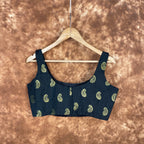 Raven Black Forest Coloured Broket Cotton Ready to Wear Blouse - kapda Tailor | Grocsy