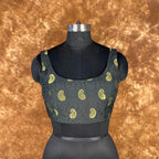 Raven Black Forest Coloured Broket Cotton Ready to Wear Blouse - kapda Tailor | Grocsy