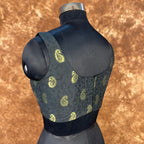 Raven Black Forest Coloured Broket Cotton Ready to Wear Blouse - kapda Tailor | Grocsy