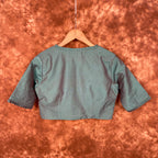 Greesy Fashion Sage Green Coloured Silk Cotton Ready to Wear Blouse - kapda Tailor | Grocsy