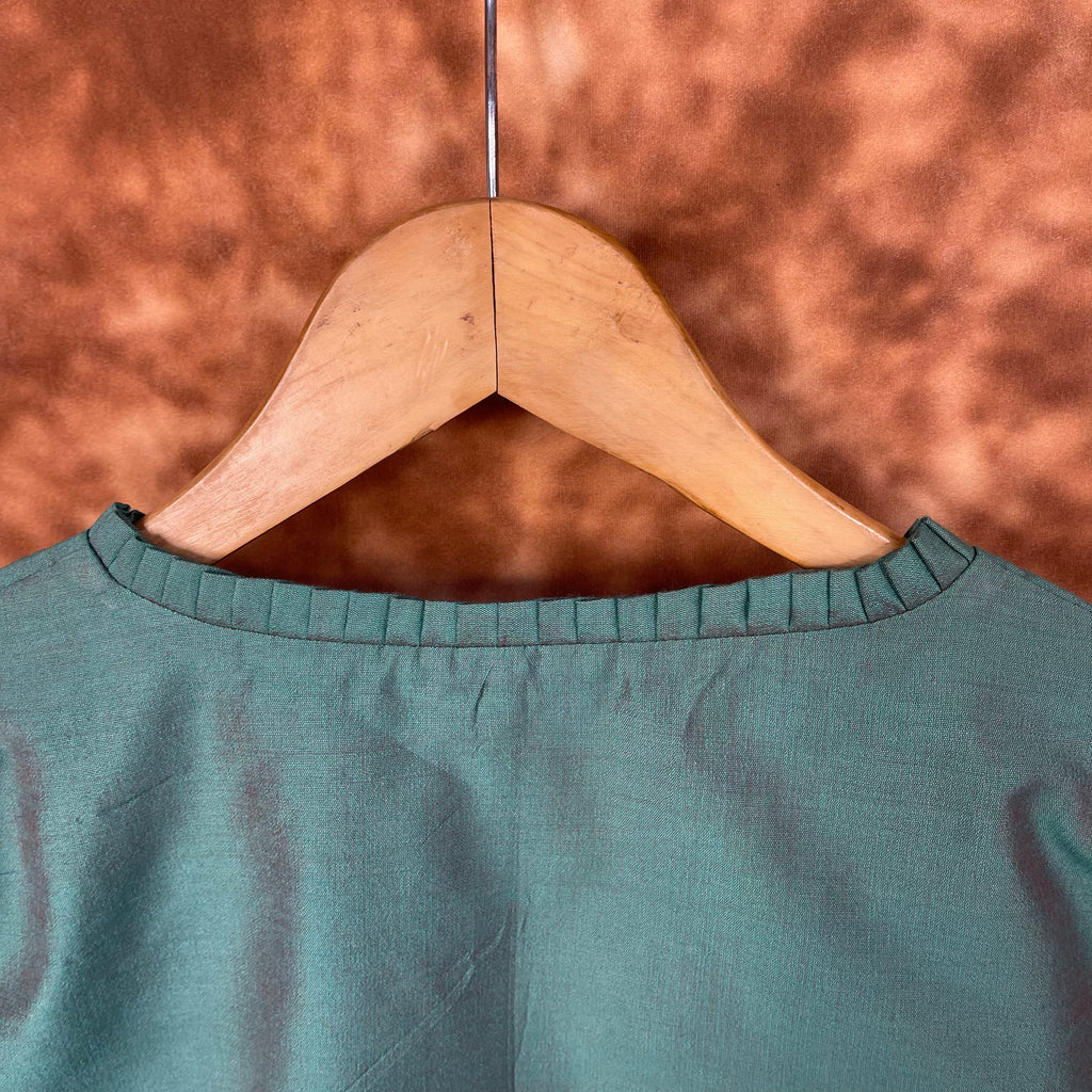 Greesy Fashion Sage Green Coloured Silk Cotton Ready to Wear Blouse - kapda Tailor | Grocsy