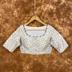 Scenic Holocaust Off White Coloured Chanderi Cotton Printed Ready to Wear Blouse - kapda Tailor | Grocsy
