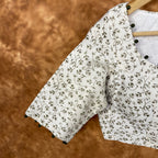 Scenic Holocaust Off White Coloured Chanderi Cotton Printed Ready to Wear Blouse - kapda Tailor | Grocsy