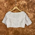 Scenic Holocaust Off White Coloured Chanderi Cotton Printed Ready to Wear Blouse - kapda Tailor | Grocsy