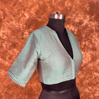 Greesy Fashion Sage Green Coloured Silk Cotton Ready to Wear Blouse - kapda Tailor | Grocsy