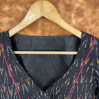 Ikat Riwayaat Black Coloured Ikat Cotton Ready to Wear Blouse - kapda Tailor | Grocsy