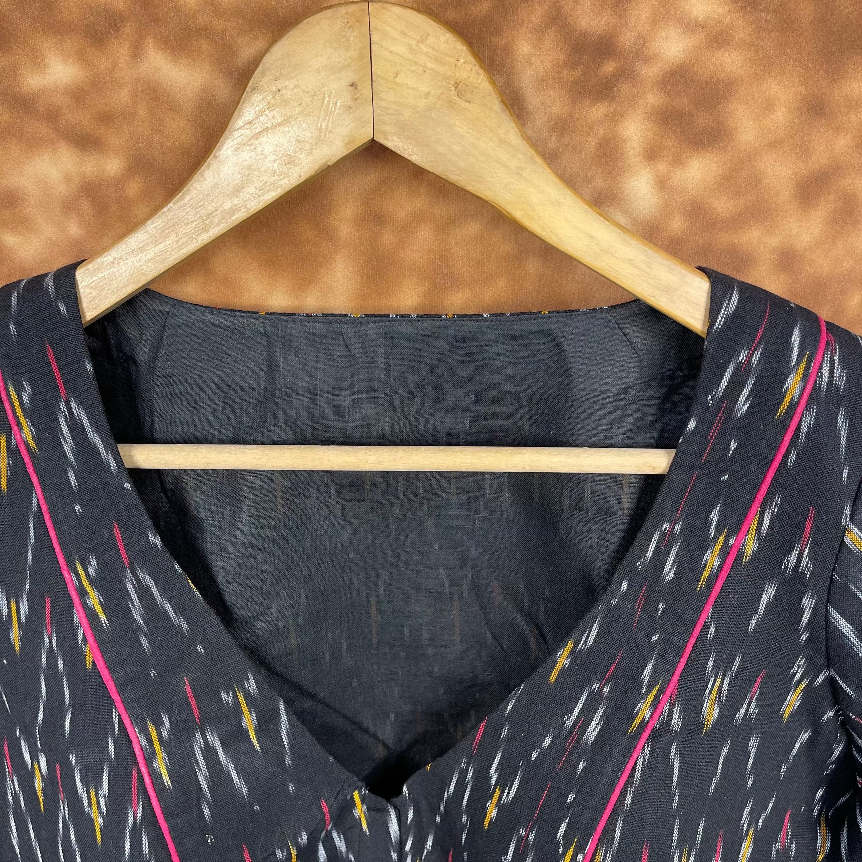 Ikat Riwayaat Black Coloured Ikat Cotton Ready to Wear Blouse - kapda Tailor | Grocsy