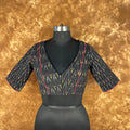 Ikat Riwayaat Black Coloured Ikat Cotton Ready to Wear Blouse - kapda Tailor | Grocsy