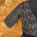 Ikat Riwayaat Black Coloured Ikat Cotton Ready to Wear Blouse - kapda Tailor | Grocsy