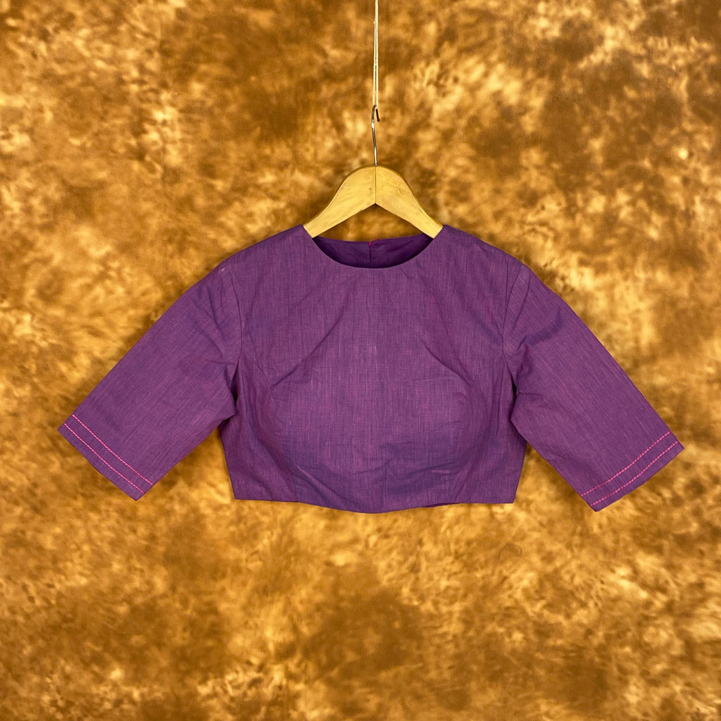 Nebula Fade Purple Coloured Handloom Cotton Ready to Wear Blouse - kapda Tailor | Grocsy