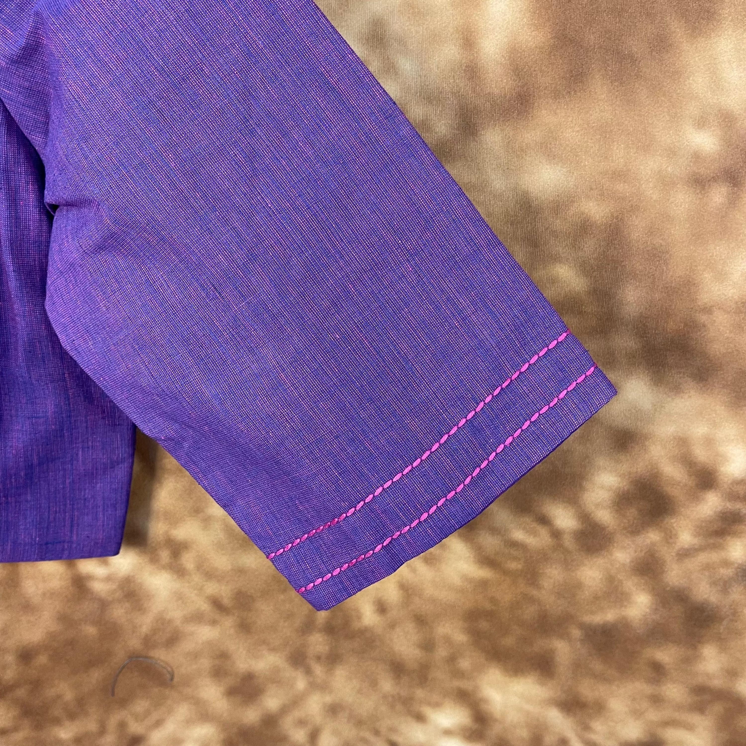 Nebula Fade Purple Coloured Handloom Cotton Ready to Wear Blouse - kapda Tailor | Grocsy