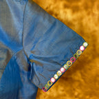 Aurelia Blue Blue Coloured Silk Ready to Wear Blouse - kapda Tailor | Grocsy