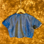 Aurelia Blue Blue Coloured Silk Ready to Wear Blouse - kapda Tailor | Grocsy